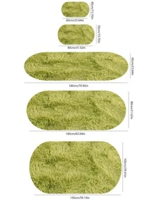 1pc Solid Fuzzy Rug - Green - View 2