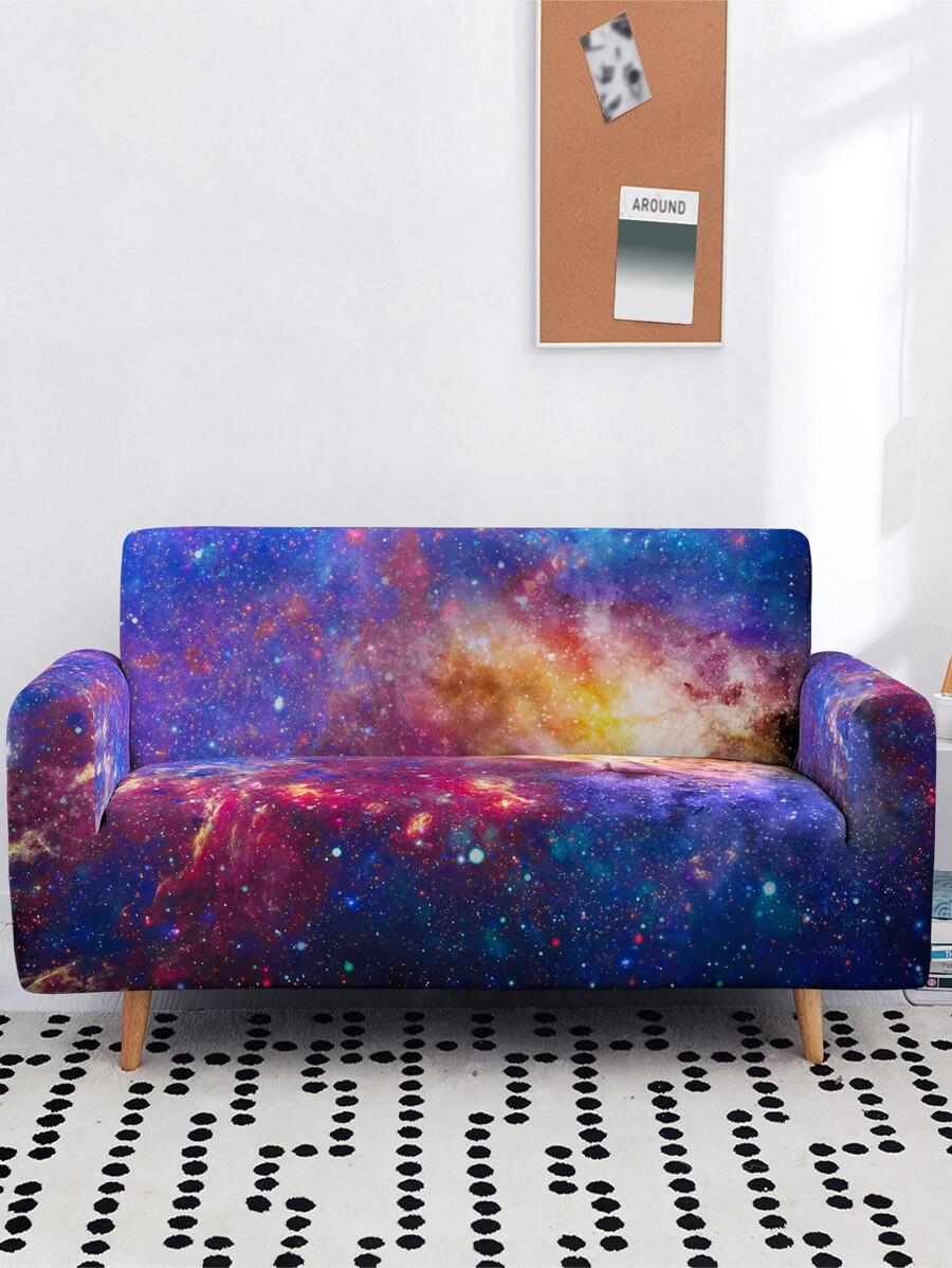 1pc Galaxy Pattern Sofa Cushion Cover, Minimalist Polyester Sofa Seat Cushion Cover For Home - Multicolor - View 1