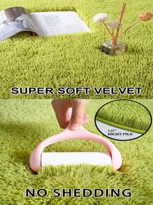 1pc Solid Fuzzy Rug - Green - View 3
