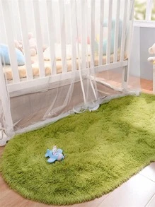 1pc Solid Fuzzy Rug - Green - View 6