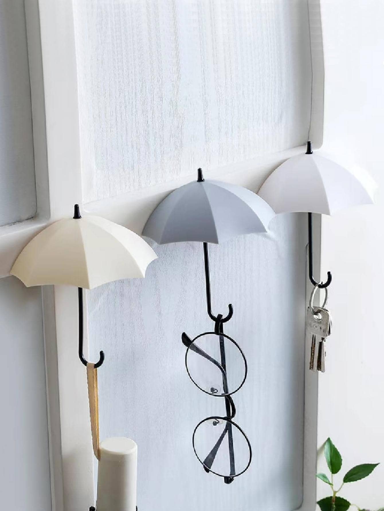 3入組傘形牆面掛鉤 - 彩色 - 查看 1