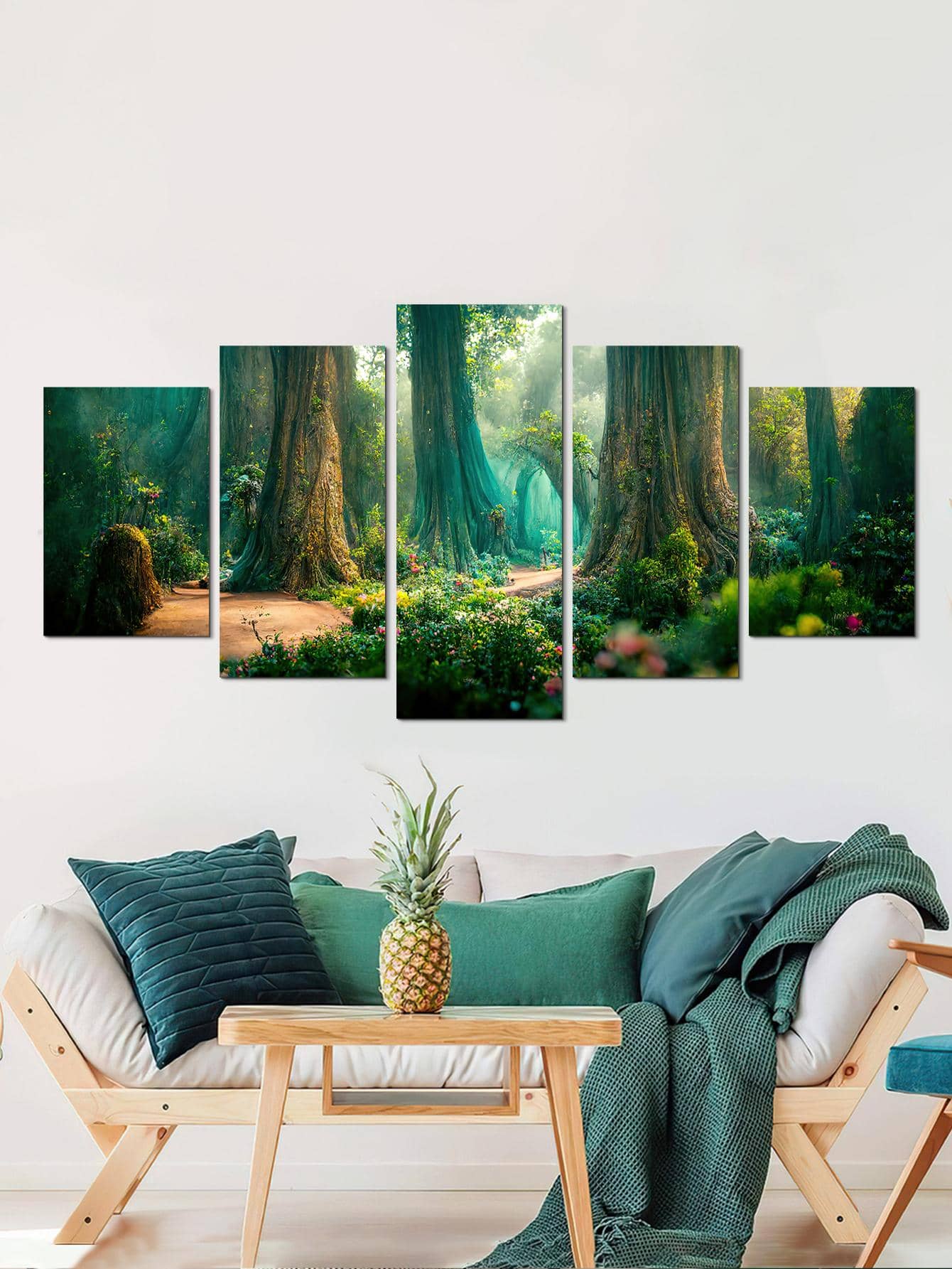 5入組/套化學纖維無框畫現代森林圖案牆壁藝術畫牆壁裝飾 - 多色 - 查看 1