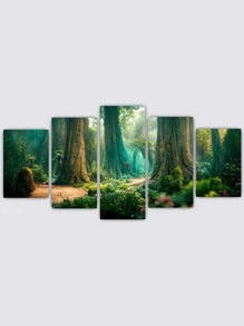 5入組/套化學纖維無框畫現代森林圖案牆壁藝術畫牆壁裝飾 - 多色 - 查看 2