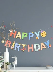 1 Giấy Treo Cờ Hoạt Hình Chữ Trang Trí Trang Trí Kéo Cờ Cho Sinh Nhật - Nhiều màu - Xem 1