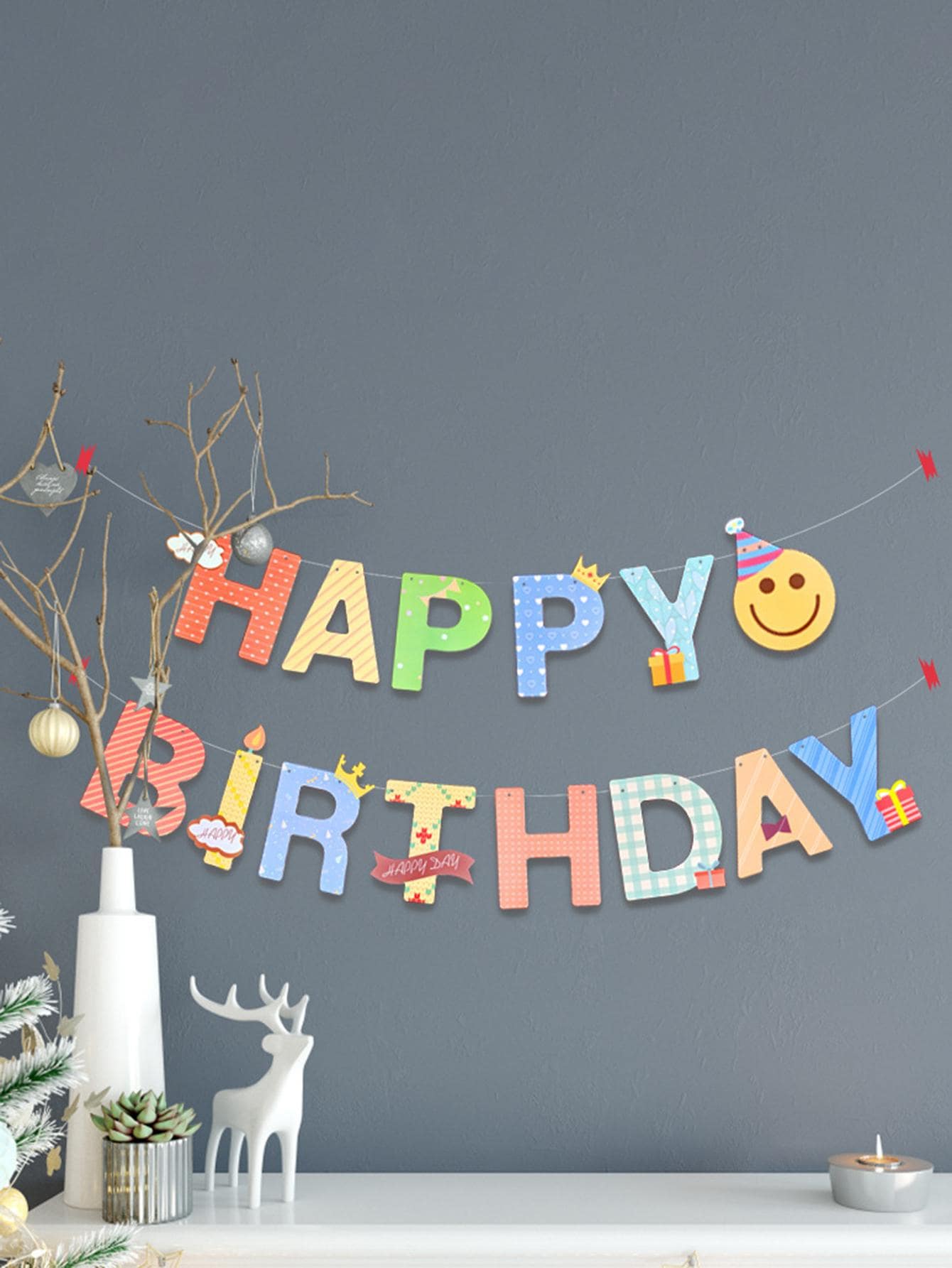 1 Giấy Treo Cờ Hoạt Hình Chữ Trang Trí Trang Trí Kéo Cờ Cho Sinh Nhật - Nhiều màu - Xem 1