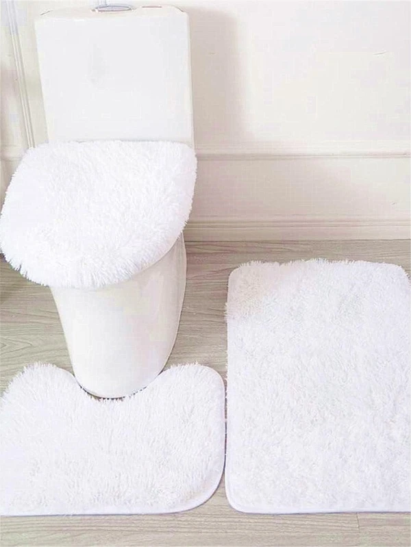 3pcs/Set Bathroom Carpet Set, Including Bathroom Carpet, Contour Pad