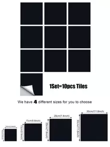 Bộ 10 miếng giấy dán tường PVC, miếng dán tường màu trơn tối giản cho nhà, miếng dán, decal dán tường, decal vinyl trang trí nhà cửa, vật dụng trang trí mùa xuân làm mới ngôi nhà của bạn, miếng dán trang trí Rama quà tặng sinh nhật tốt nghiệp - màu đen - Xem 7