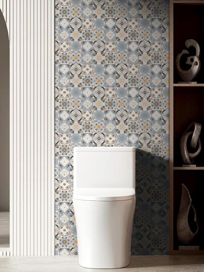 1pc Colorful Glossy Moroccan Style Wallpaper, Bohemian Retro Self-adhesive Wallpaper, Waterproof And Oil-proof Stickers For Furniture Renovation, Restaurant, Hotel Decoration