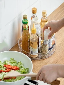 1 Pieza Estante De Almacenamiento De Especias Transparente Con Múltiples Capas Giratorias Para La Cocina, Con Caja De Almacenamiento Transparente, Soporte De Doble Capa Multiusos Para Condimentos - transparente - Ver 4