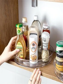 1 Pieza Estante De Almacenamiento De Especias Transparente Con Múltiples Capas Giratorias Para La Cocina, Con Caja De Almacenamiento Transparente, Soporte De Doble Capa Multiusos Para Condimentos - transparente - Ver 3