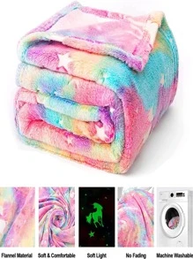 1 Phát Sáng Trong Bóng Tối Họa Tiết Kỳ Lân Chăn, Hoạt Hình Dễ Thương Nỉ Mềm Mại & Chăn Ấm Áp Cho Phòng Khách & Phòng Ngủ, Trang Trí Nhà Cửa - Hồng - Xem 10