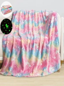 1 Phát Sáng Trong Bóng Tối Họa Tiết Kỳ Lân Chăn, Hoạt Hình Dễ Thương Nỉ Mềm Mại & Chăn Ấm Áp Cho Phòng Khách & Phòng Ngủ, Trang Trí Nhà Cửa - Hồng - Xem 1