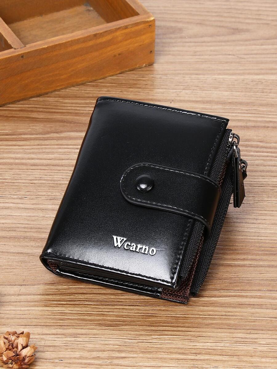 Wcarno 時尚商務風格小錢包PU卡套高級復古錢包便攜式現金文員白領女性大學工作業務通勤辦公室紀念日生日禮物情人節禮物教師商務休閒 - 黑色 - 查看 1