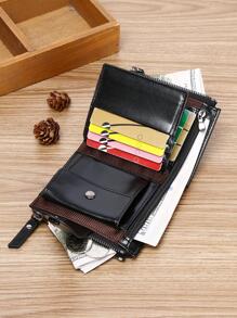 Wcarno 時尚商務風格小錢包PU卡套高級復古錢包便攜式現金文員白領女性大學工作業務通勤辦公室紀念日生日禮物情人節禮物教師商務休閒 - 黑色 - 查看 5