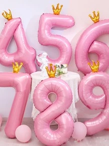 1pc Number Graphic Decorative Balloon, Modern Plastic Balloon For Party - Multicolor - View 1