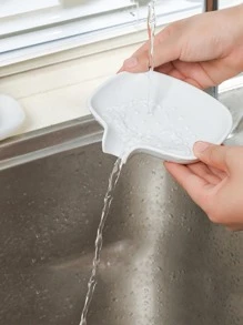 1 件固体肥皂沥水盘，白色硅胶肥皂架，适用于浴室家居浴室装饰秋季装饰返校 - 白色 - 查看 2