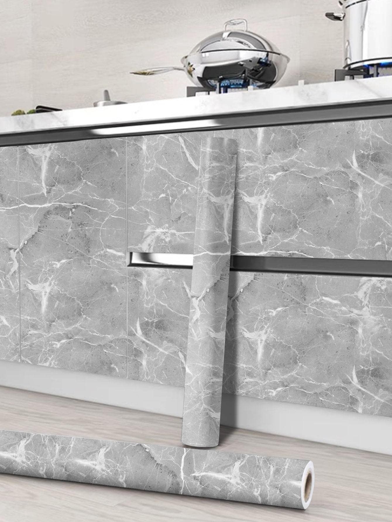 1 miếng dán tường họa tiết đá cẩm thạch cho nhà bếp, giấy dán tường PVC màu xám tự dính, dùng cho gia đình, nhãn dán, decal dán tường, decal dán tường bằng nhựa vinyl dùng để trang trí nhà cửa, vật dụng trang trí mùa xuân làm mới ngôi nhà của bạn, nhãn dán trang trí Rama