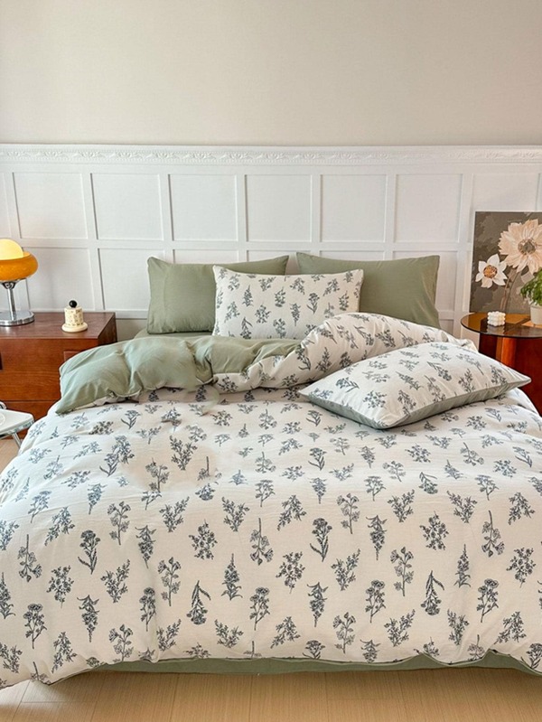 Floral Pattern Duvet Cover, Cottagecore Fabric Quilt Cover, For Bedroom