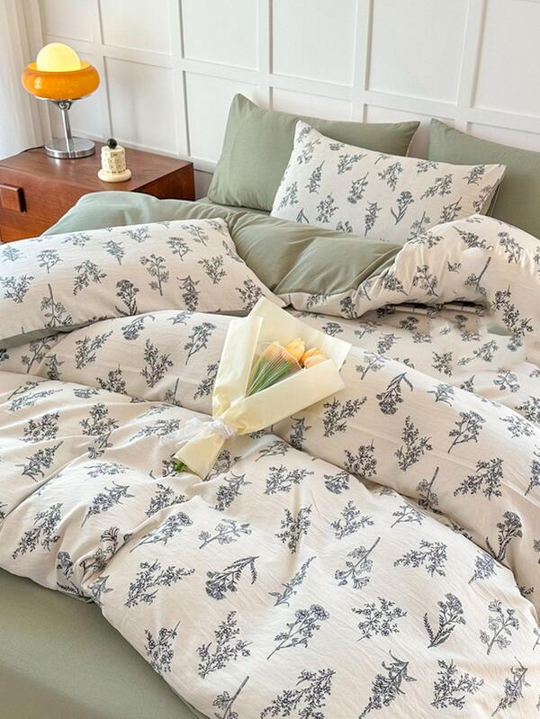 Floral Pattern Duvet Cover, Cottagecore Fabric Quilt Cover, For Bedroom
