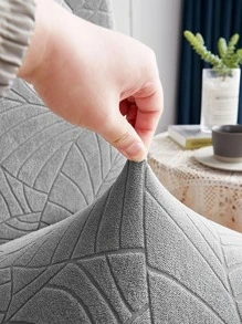 1 件叶形提花疏水防溅浅灰色椅套，高弹性，四季皆宜，防脏防宠物抓，适合家庭和酒店使用 - 淺灰色 - 查看 7