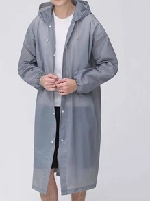 1 Áo Mưa Chi Tiết Dây Rút, Đơn Giản Màu Trơn EVA Áo Mưa Dùng Một Lần Cho Hoạt Động Ngoài Trời, Du Lịch - Xám - Xem 3