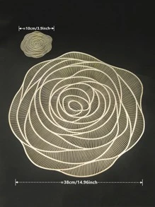 1 tấm thảm thiết kế hoa, tấm lót PVC hiện đại cho bàn ăn - Vàng - Xem 3