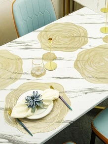 1 tấm thảm thiết kế hoa, tấm lót PVC hiện đại cho bàn ăn - Vàng - Xem 4