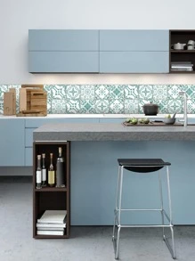 5 miếng dán nhà bếp in hình học - Nhiều màu - Xem 5