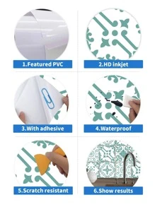 5 miếng dán nhà bếp in hình học - Nhiều màu - Xem 9