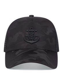 1pc Men Camo Print Anchor Embroidered Fashion Versatile Baseball Cap, For Daily Life - Black - View 2