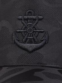 1pc Men Camo Print Anchor Embroidered Fashion Versatile Baseball Cap, For Daily Life - Black - View 5