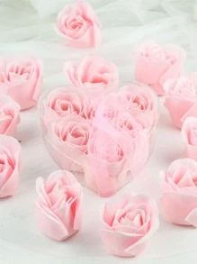 1 hộp Nhựa Hình Trái Tim Đầu Hoa Nhân Tạo, Đầu Hoa Mô Phỏng Cho Trang Trí Tiệc - Hồng - Xem 1