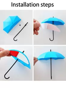 3入組傘形牆面掛鉤 - 彩色 - 查看 3