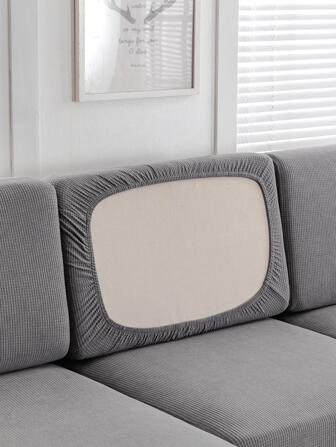 1pc Solid Color Sofa Seat Slipcover, Simple Polyester Stretchy Sofa Seat Cushion Cover, For Living Room