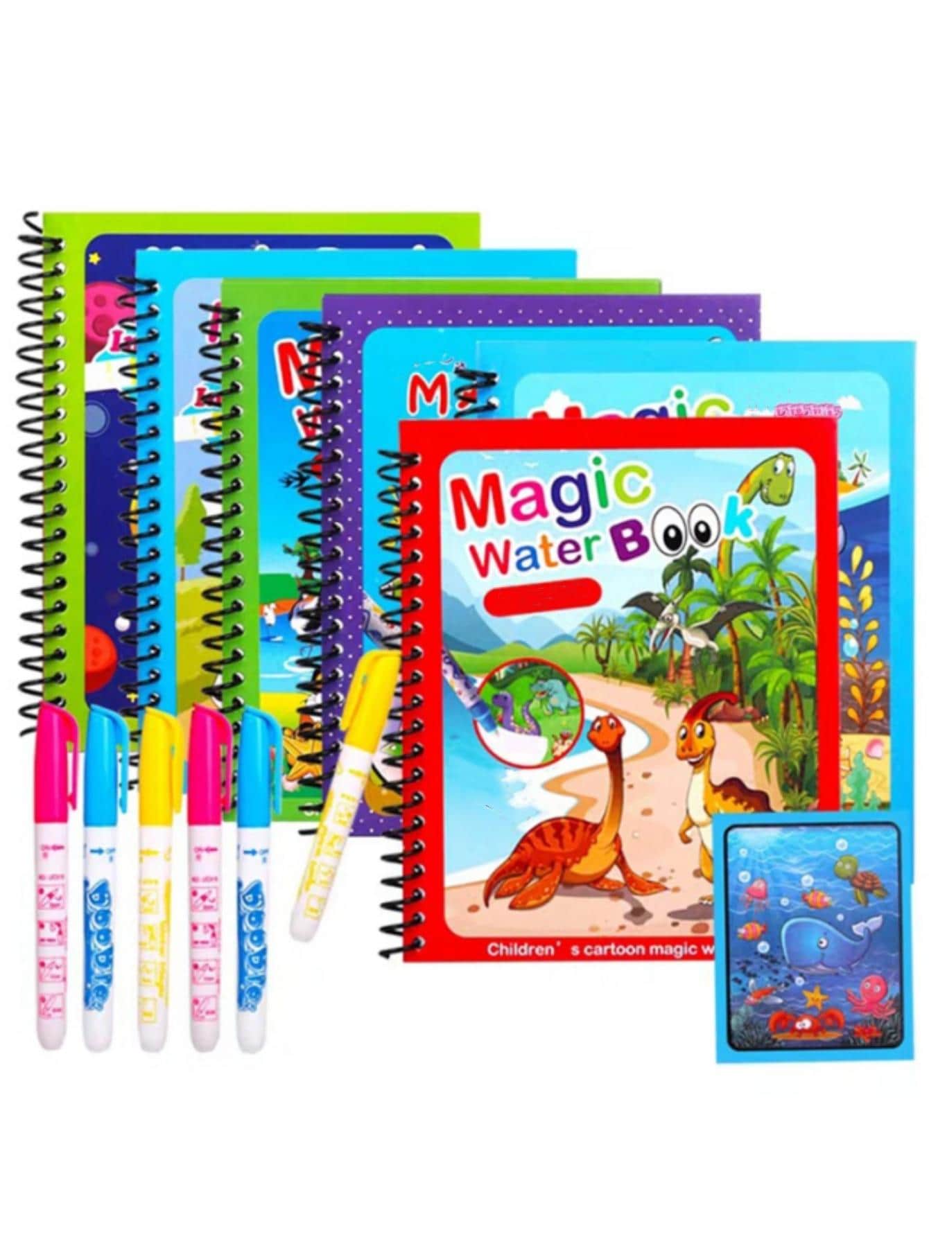 1入組卡通圖形魔法書創意易畫可重複使用兒童繪畫筆記本