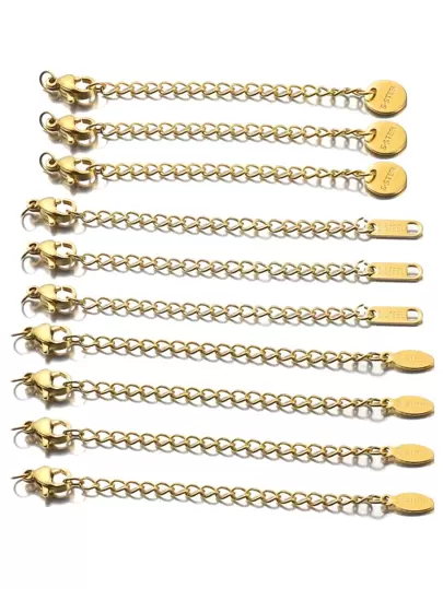 10pcs/set/lot Stainless Steel Pendant Lobster Clasp Extender Chain DIY Jewelry Making Bracelet & Necklace Accessory