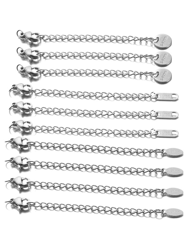 10 stks/set/partij Rvs Hanger Met Karabijn en Verlengketting Voor DIY Sieraden Maken