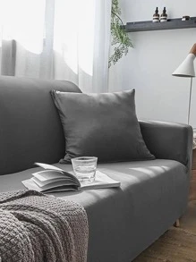 1 Đồng Màu Bọc Ghế Sofa & 1 Đệm Không Chất Độn, Tối Giản Polyester Co Giãn Bọc Ghế Sofa Cho Gia Đình - Màu xám đen - Xem 2