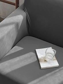 1 Đồng Màu Bọc Ghế Sofa & 1 Đệm Không Chất Độn, Tối Giản Polyester Co Giãn Bọc Ghế Sofa Cho Gia Đình - Màu xám đen - Xem 4