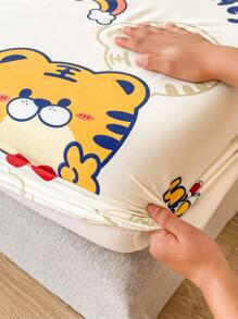 1 Tấm Trang Bị Họa Tiết Con Hổ Hoạt Hình, Tấm Vải Hiện Đại Co Giãn Trang Bị Tấm, Cho Phòng Ngủ, Tất Cả Các Mùa - Nhiều màu - Xem 2