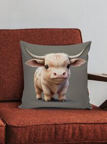 1pc Cow Pattern Cushion Cover Without Filler, Modern Flannelette Pillow Cover For Home Decor - Multicolor - View 3