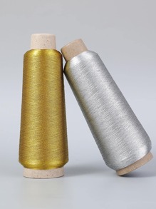 1pc Hand Embroidery Thread, Gold Polyester Cross Stitch Thread, For DIY Sewing - Gold - View 2