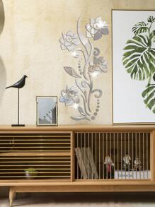 1pc Nhãn dán tường thiết kế hoa - Bạc - Xem 5