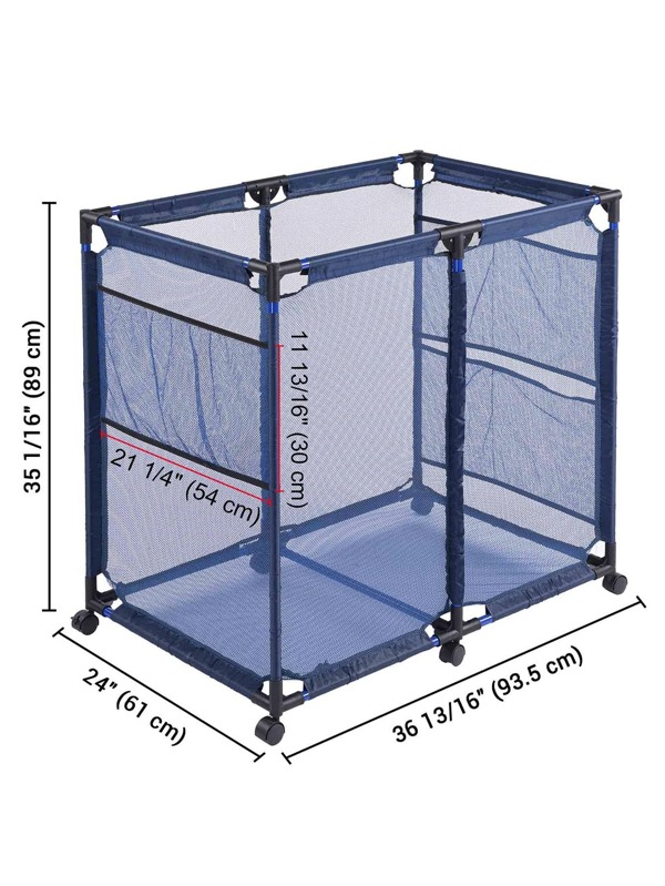 37"x24"x35" Mesh Pool Storage Bin Netting Organizer Toy Holder Rolling