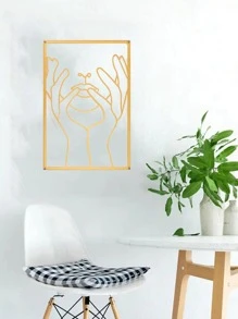 1 Miếng Phong cách Bắc Âu Đơn giản & Sang trọng Lady Đường viền Sắt Nghệ thuật Trang trí tường - Vàng - Xem 1