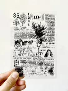 1pc Letter Graphic Silicone Stamp - Clear - View 1