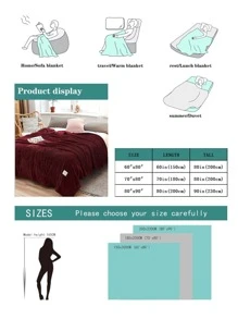 1pc Thickened Striped Fleece Blanket, Flannel Soft Blanket For Sofa, Bed, Camping, Travel - Comfortable Gift For All Seasons - Burgundy - View 7