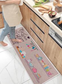 1pc Cartoon Graphic Mat, Modern Polyester Floor Mat For Kitchen - Multicolor - View 1