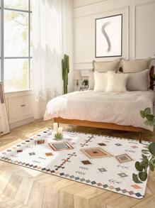 1pc Polyester Rug, Modernist Geometric Pattern Anti-slip Floor Carpet For Living Room, Bedroom - Multicolor - View 9