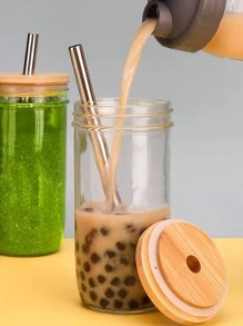 1 pieza botella de pajita transparente con pajita - transparente - Ver 7